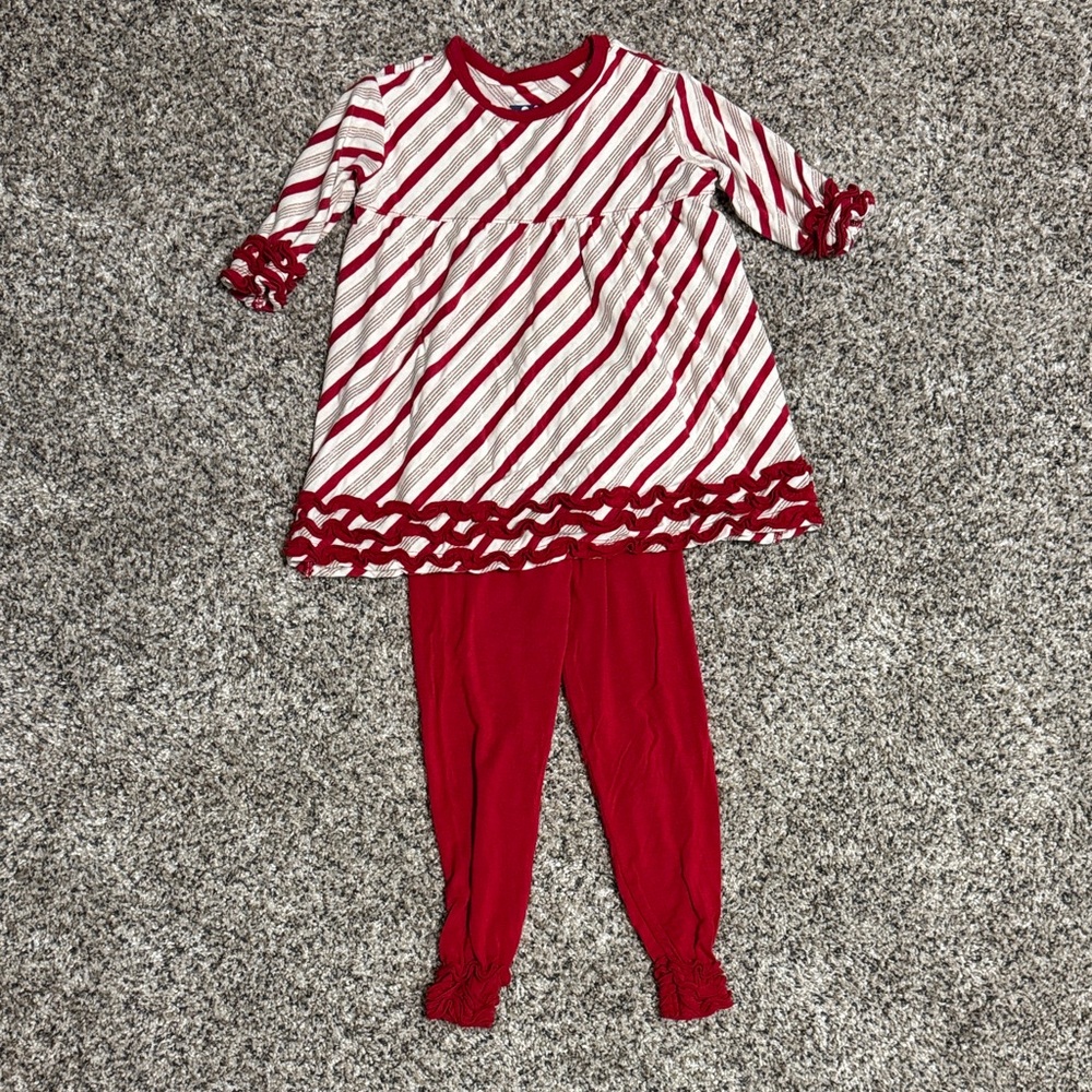 Kickee Pants Red and Cream Striped Outfit